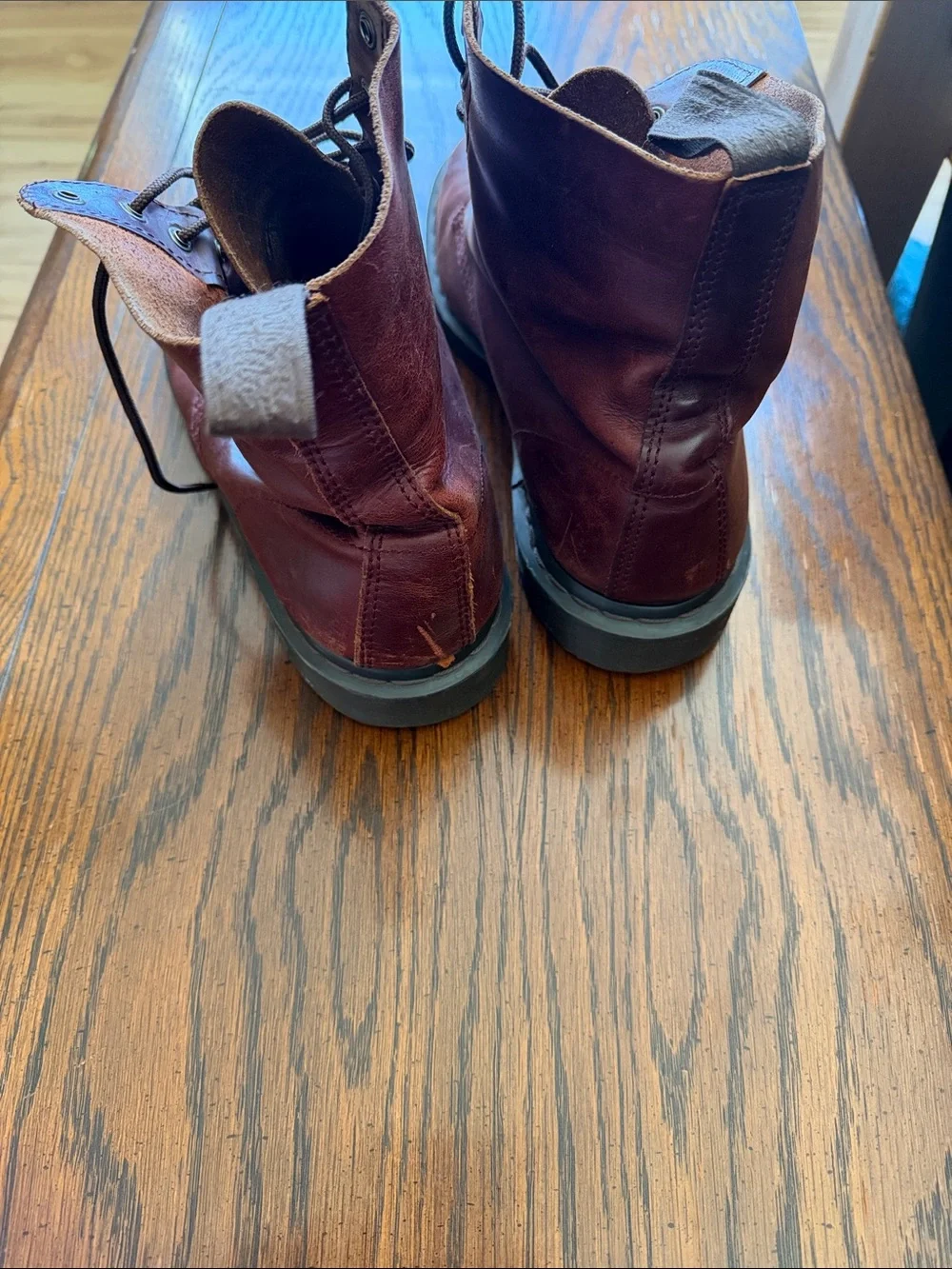 Dr. Martens Men's Burgundy Leather Lace-Up Boots